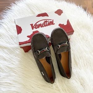 venettini kids grey suede loafer moccasin size 11/12 boys dressy shoes designer